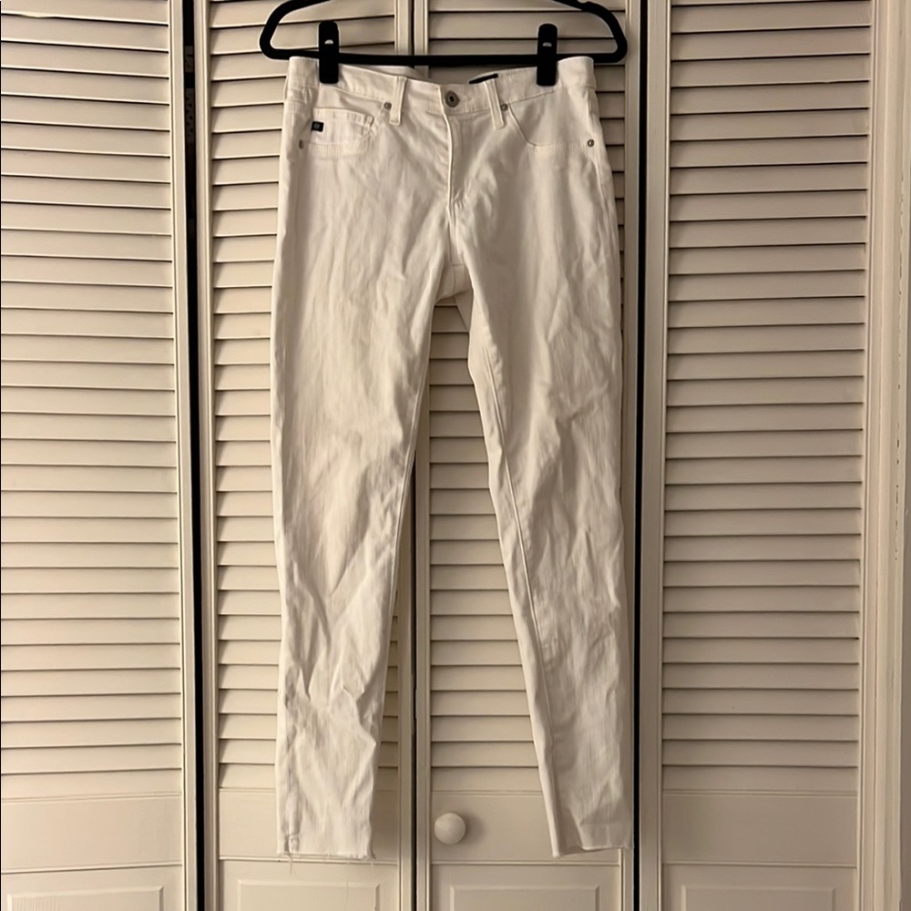 AG Adriano Goldschmied Women's White Straight Leg Jeans